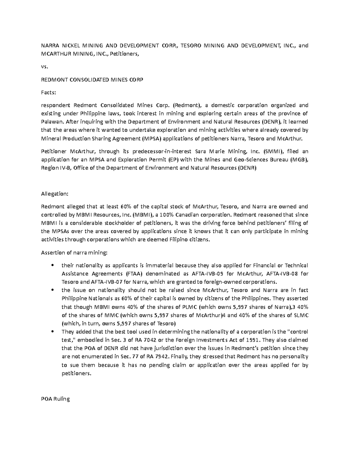 Natres 1 - Lecture notes - NARRA NICKEL MINING AND DEVELOPMENT CORP ...