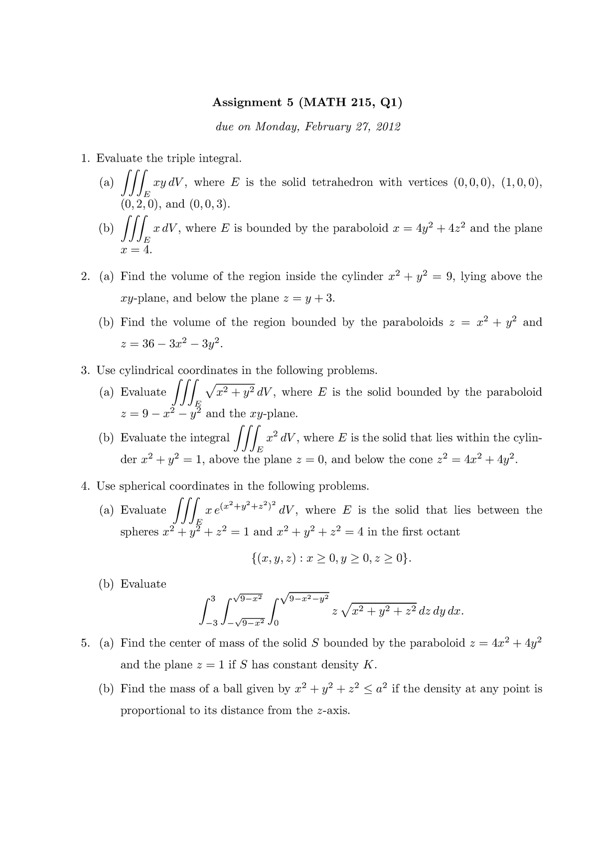 Prob5 Math215 Intermediate Calculus Ii Ualberta Studocu