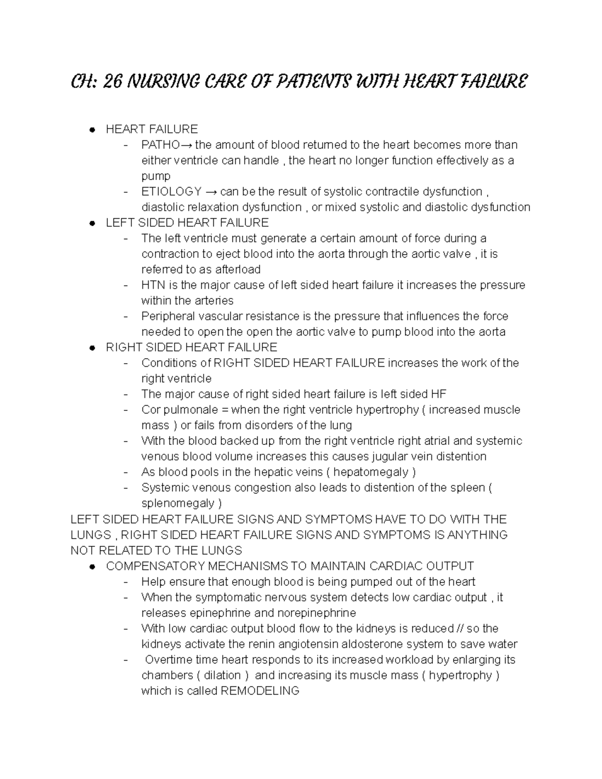 Nursing CARE OF Patients WITH Heart Failure - CH: 26 NURSING CARE OF ...