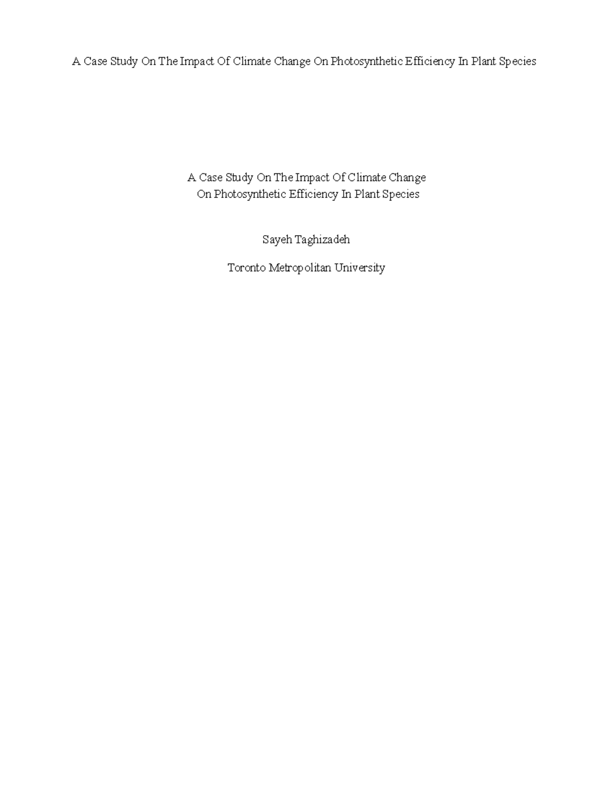 Case Study On The Impact Of Climate Change On Photosynthetic Efficiency ...