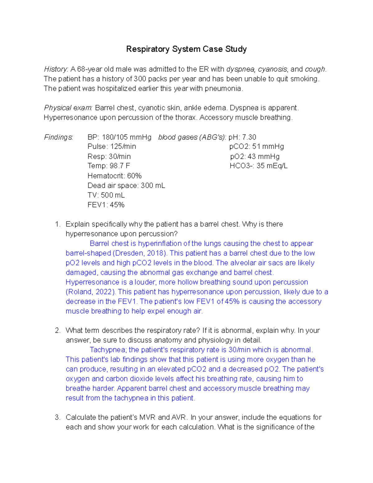 case study respiratory system