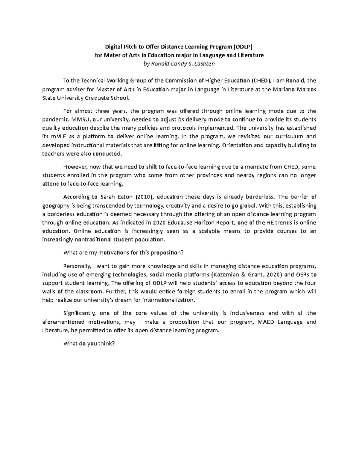 Transcript - Elevator Pitch - Digital Pitch to Offer Distance Learning ...