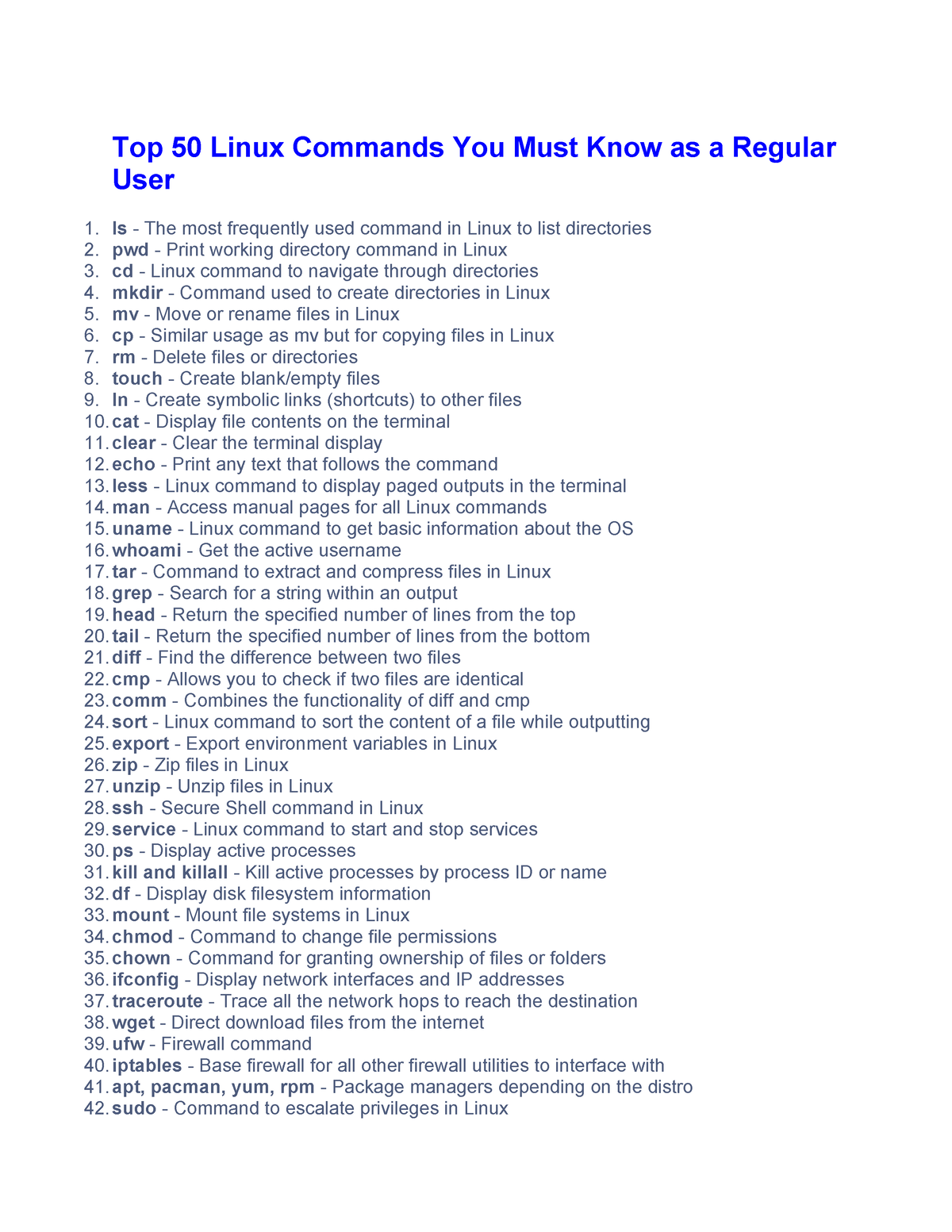 Linux 50 - Try - Top 50 Linux Commands You Must Know As A Regular User ...