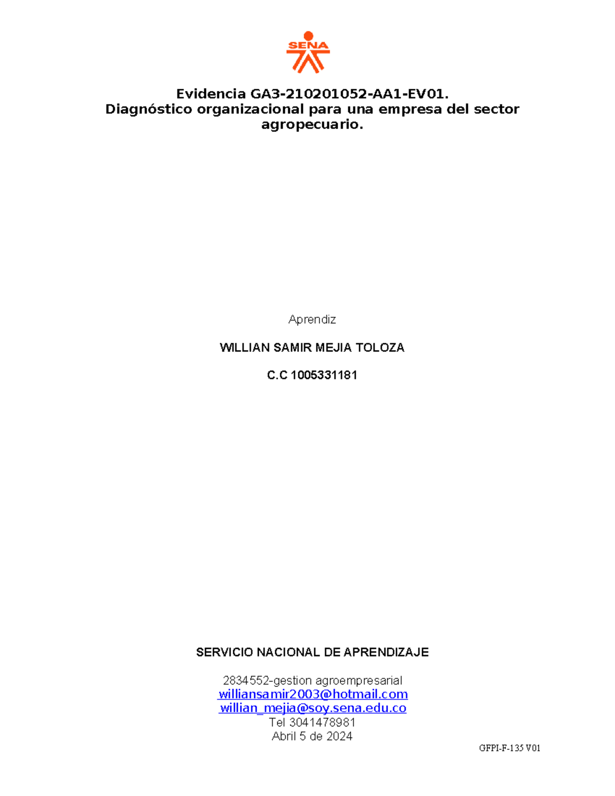 Taller - Desarrollo de diagnóstico organizacional para una empresa. GA2 ...
