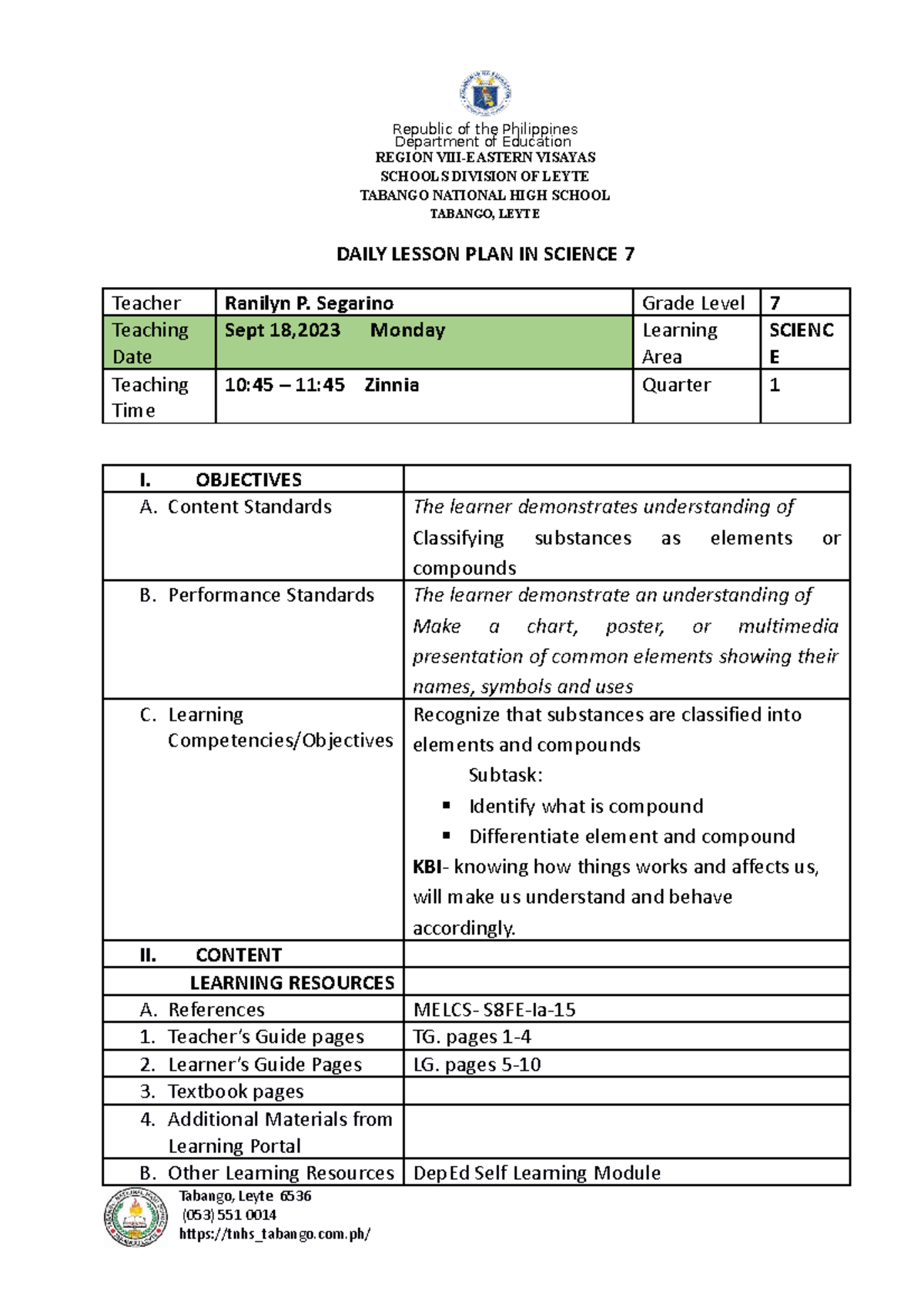 Detailed lesson plan 7 - For you to have guide in your learning ...