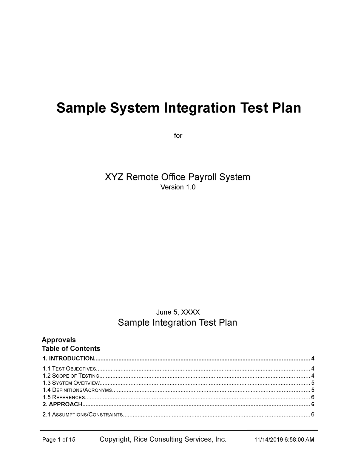 System integration testing template Sample System Integration Test