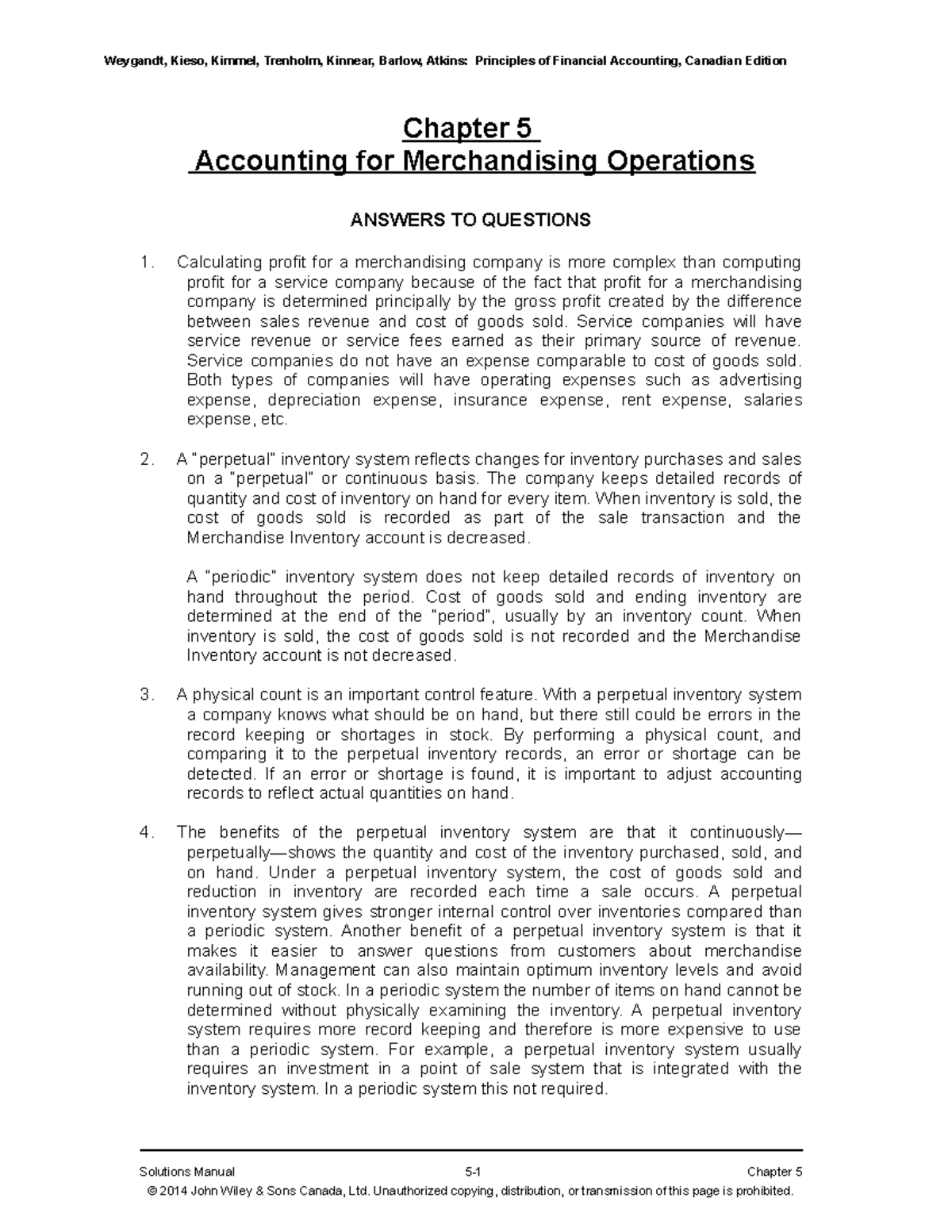 Chapter 5 Solutions - Questions 1-9, BE5-1, BE5-2, BE5-3, BE5-4, BE5-5 ...