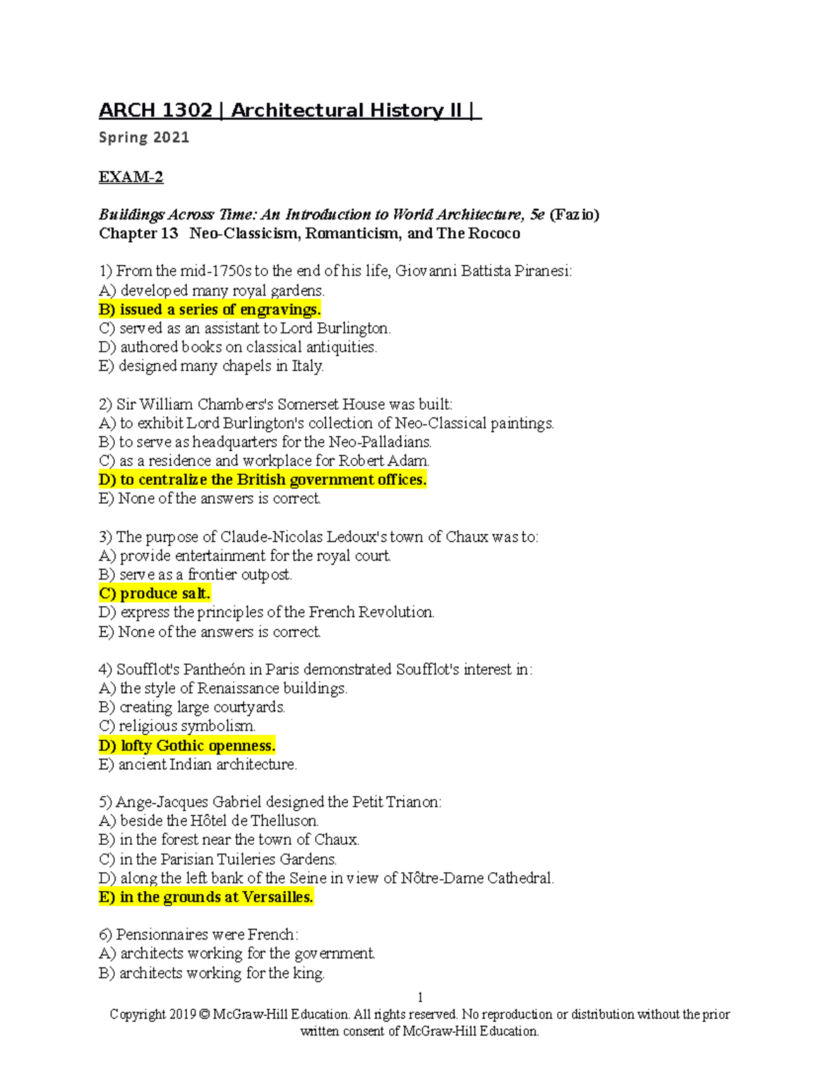 ARCH1302 EXAM2 ARCH 1302 Architectural History II Spring 2021