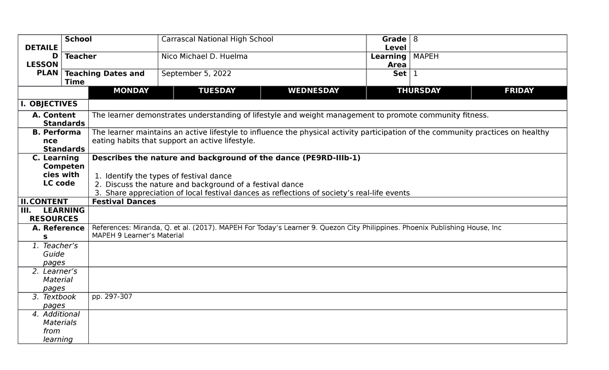 Daily-Lesson-Log - SAMPLE OF DLL - DETAILE D LESSON PLAN School ...