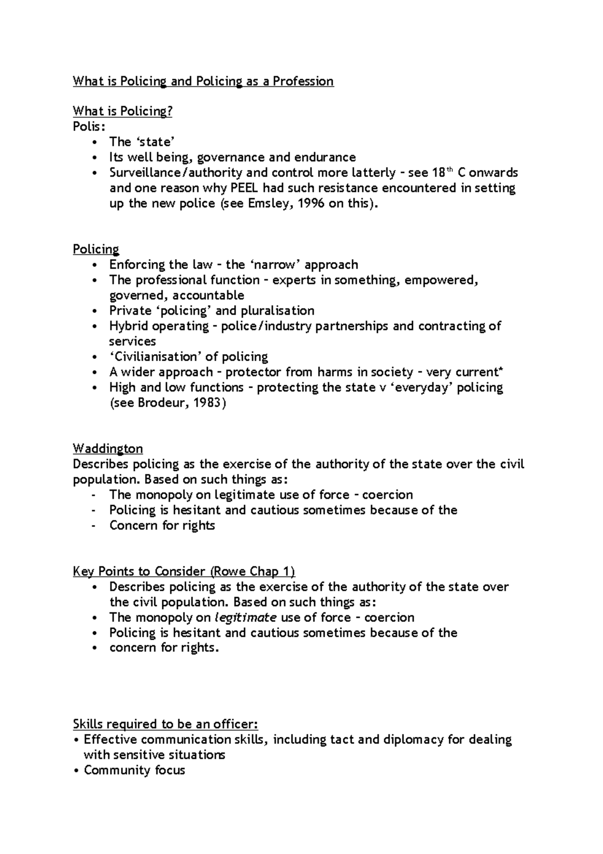 What is Policing and Policing as a Profession - Policing - Enforcing