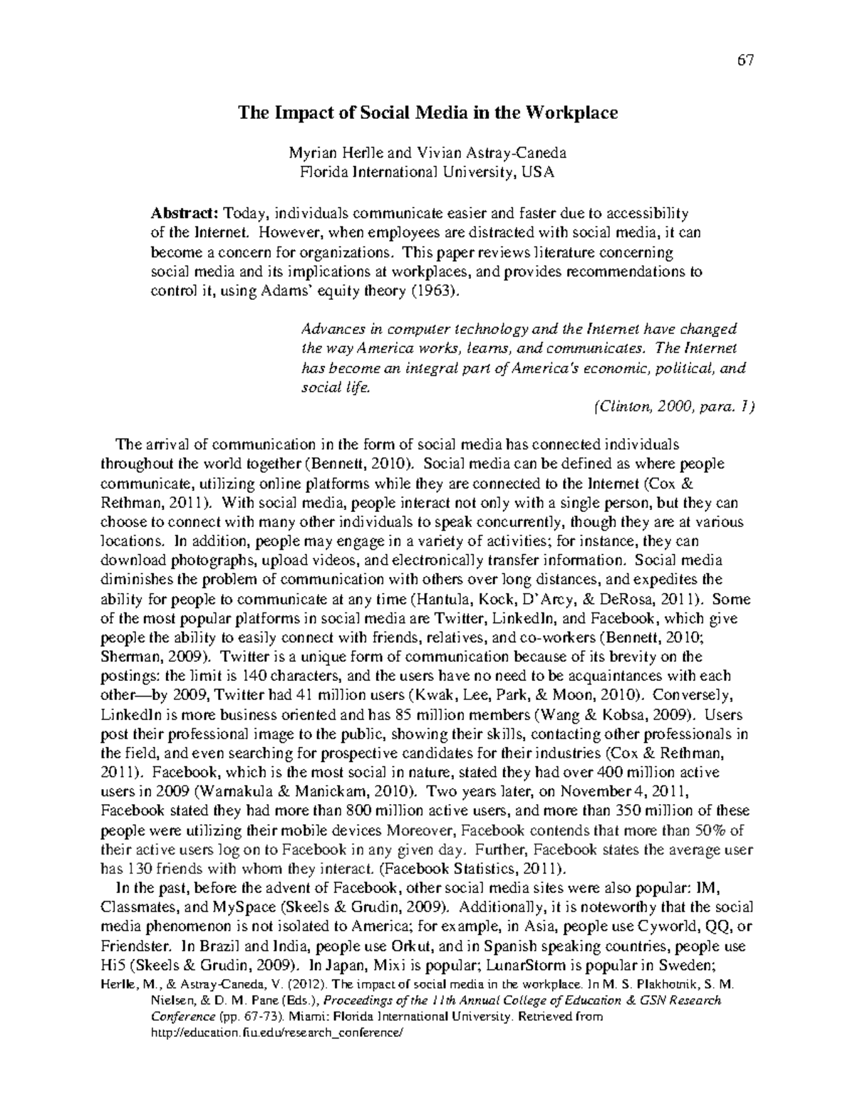 The Impact of Social Media in the Workplace - Herlle, M., & Astray ...