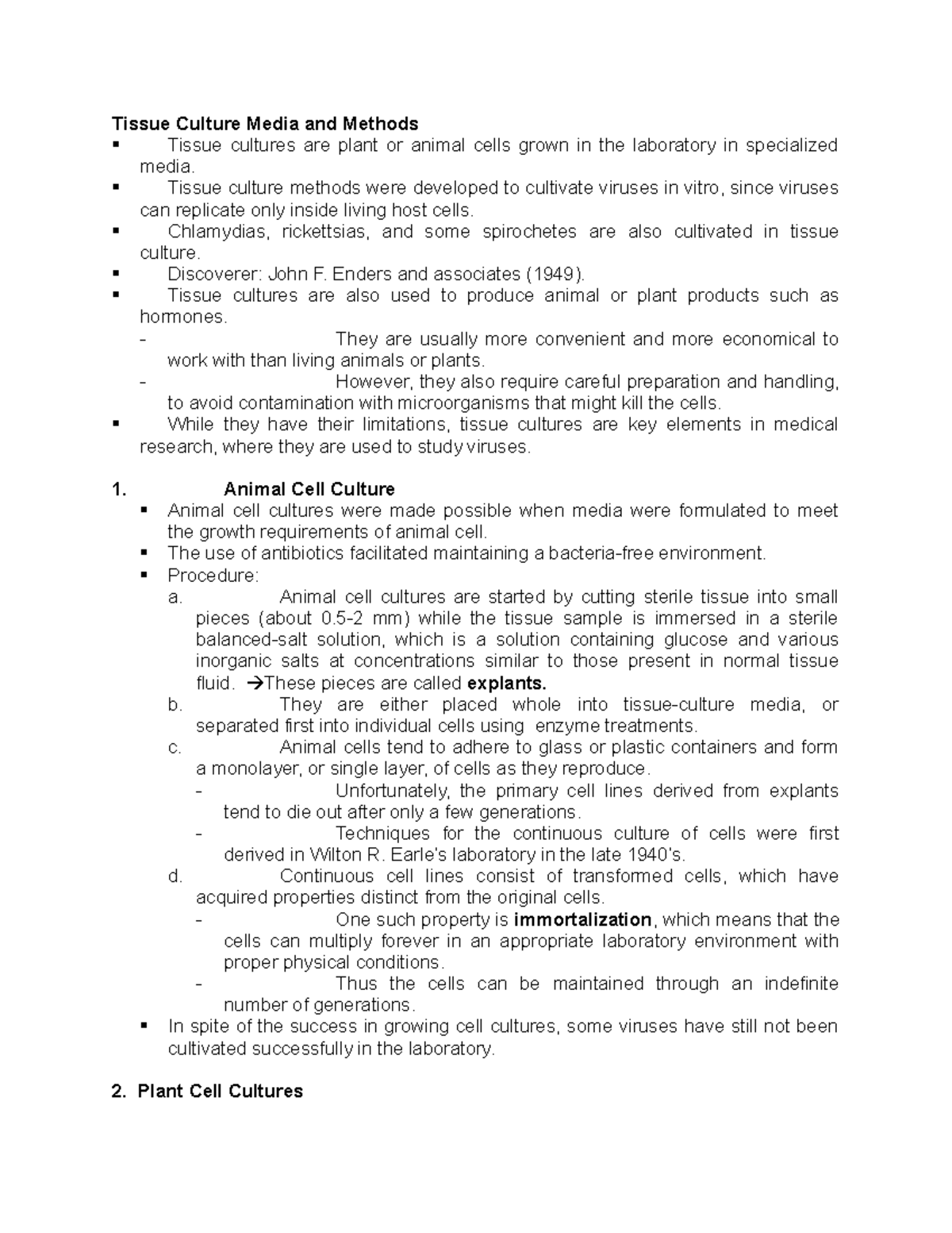 TissueCultureMediaandMethodsHandout4 Tissue Culture Media and
