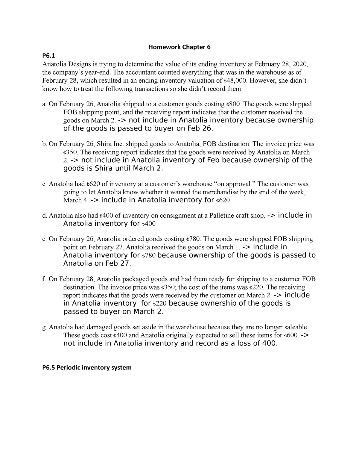 Homework Chapter 6 [Cô Hà Anh] - Homework Chapter 6 P6. Anatolia ...