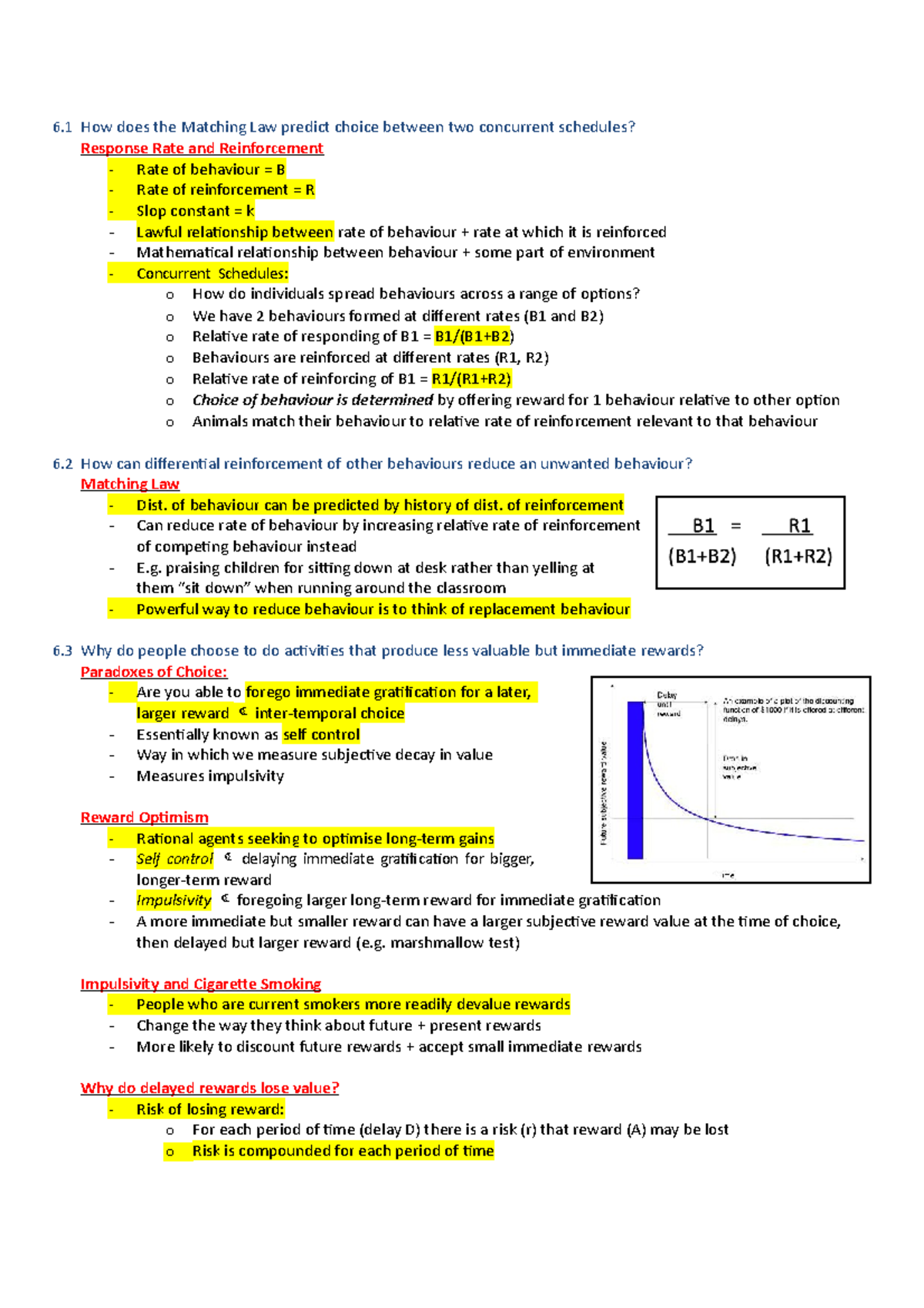 9-12 - Lecture notes 9-12 - 6 does the Matching Law predict choice ...