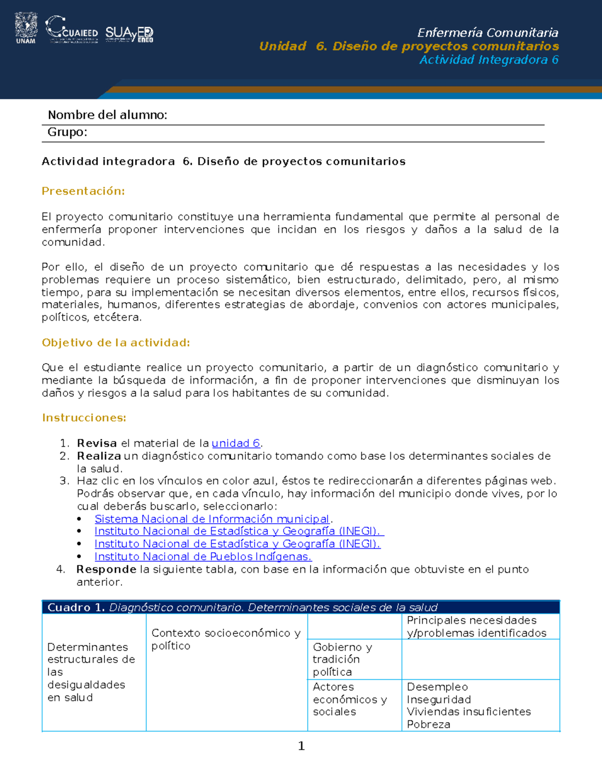 Diseños de proyectos comunitarios - Unidad 6. Diseño de proyectos ...