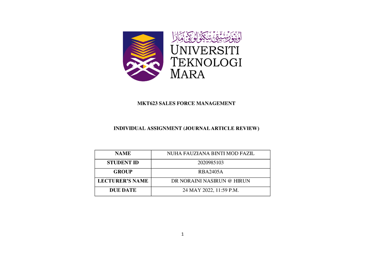 article review format uitm