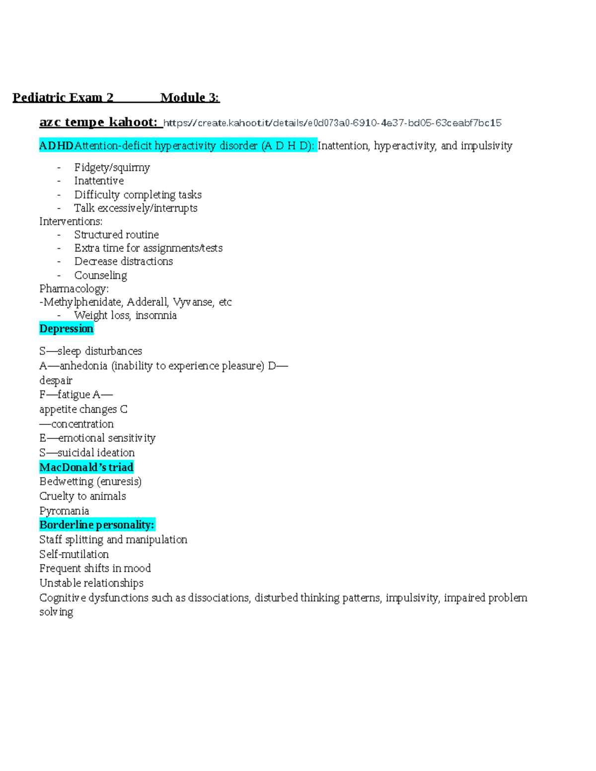 Copy of Peds Exam 2 1 - Exam study guide - NUR 417 - ASU - Studocu