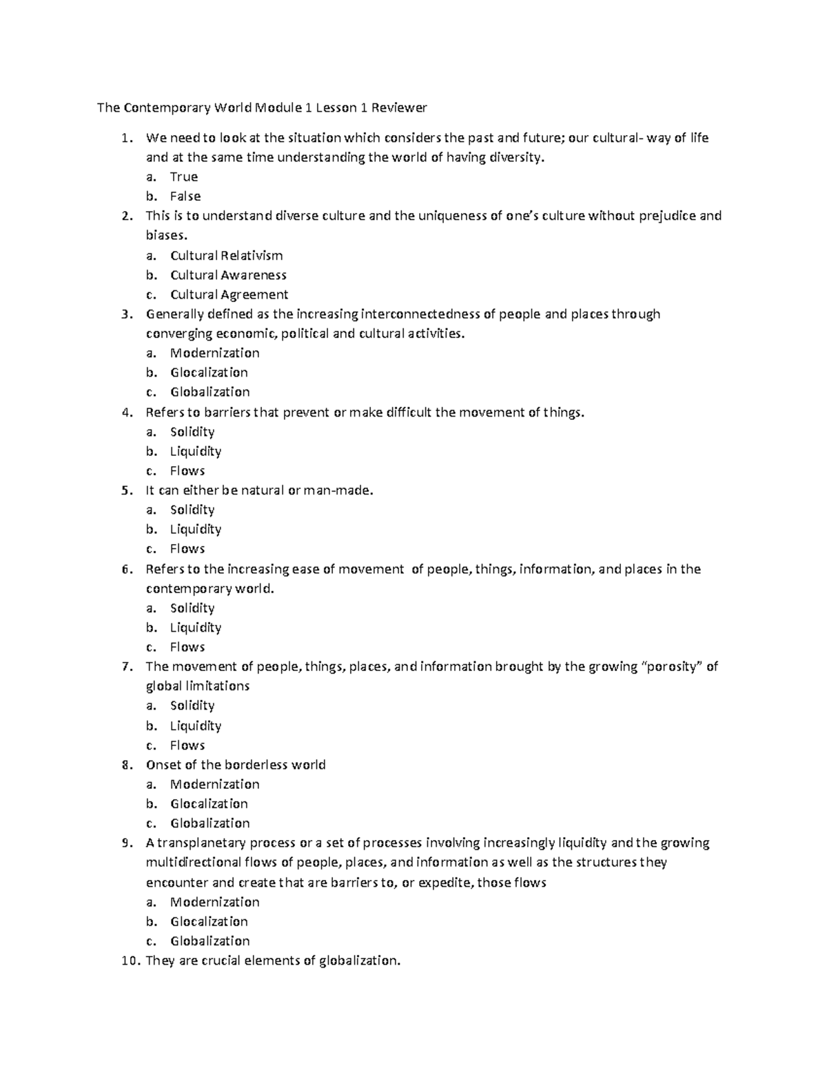 The Contemporary World Module 1 Lesson 1 Reviewer - The Contemporary ...