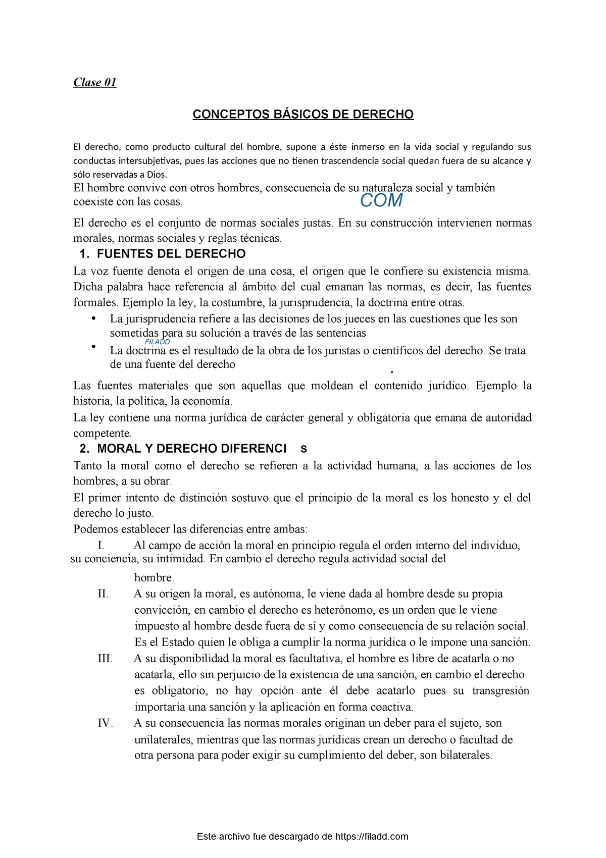 Derecho Civil Primer Parcial - Clase 01 CONCEPTOS BÁSICOS DE DERECHO El ...