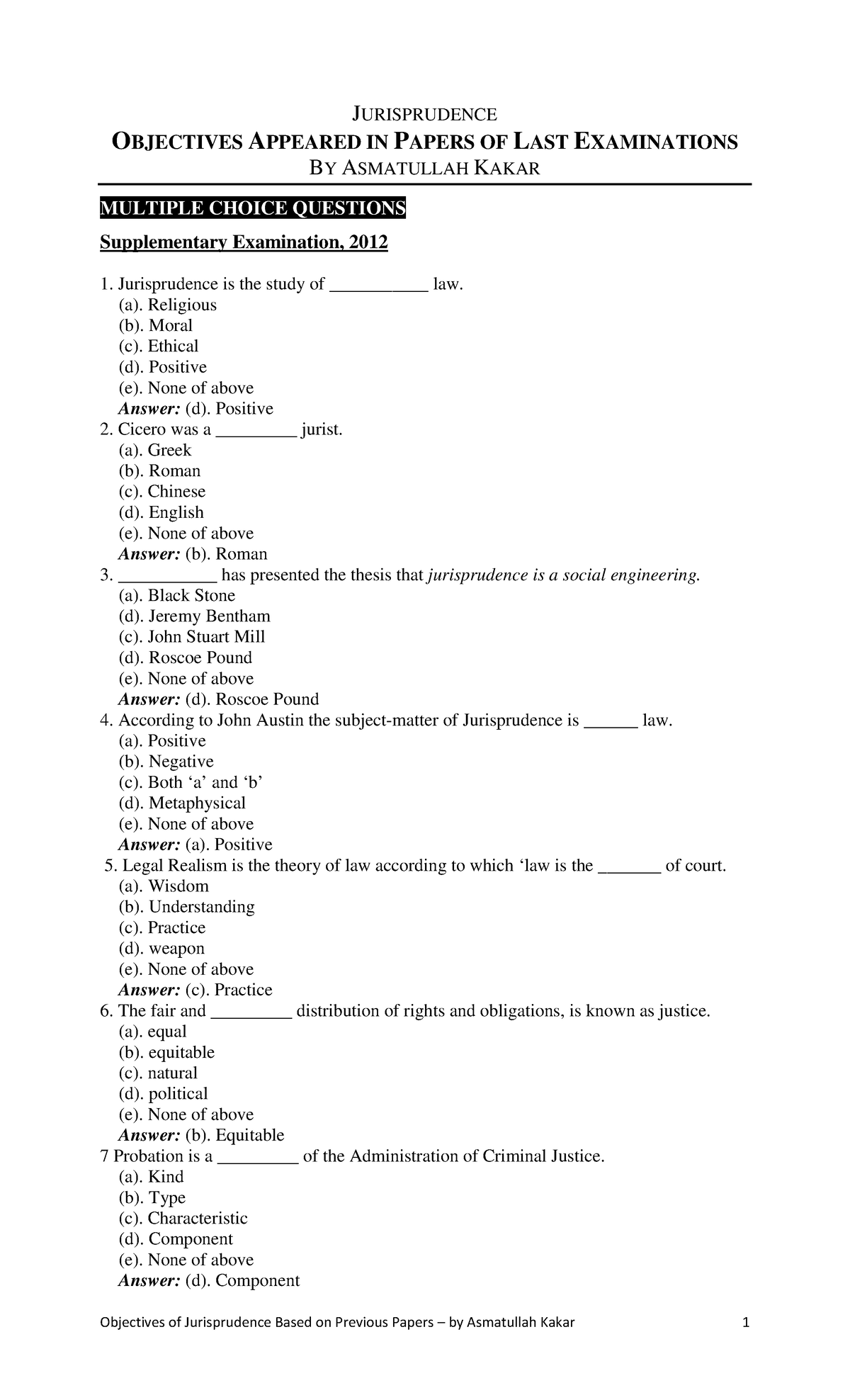 268281619 Jurisprudence MCQ Solved - JURISPRUDENCE OBJECTIVESAPPEARED ...