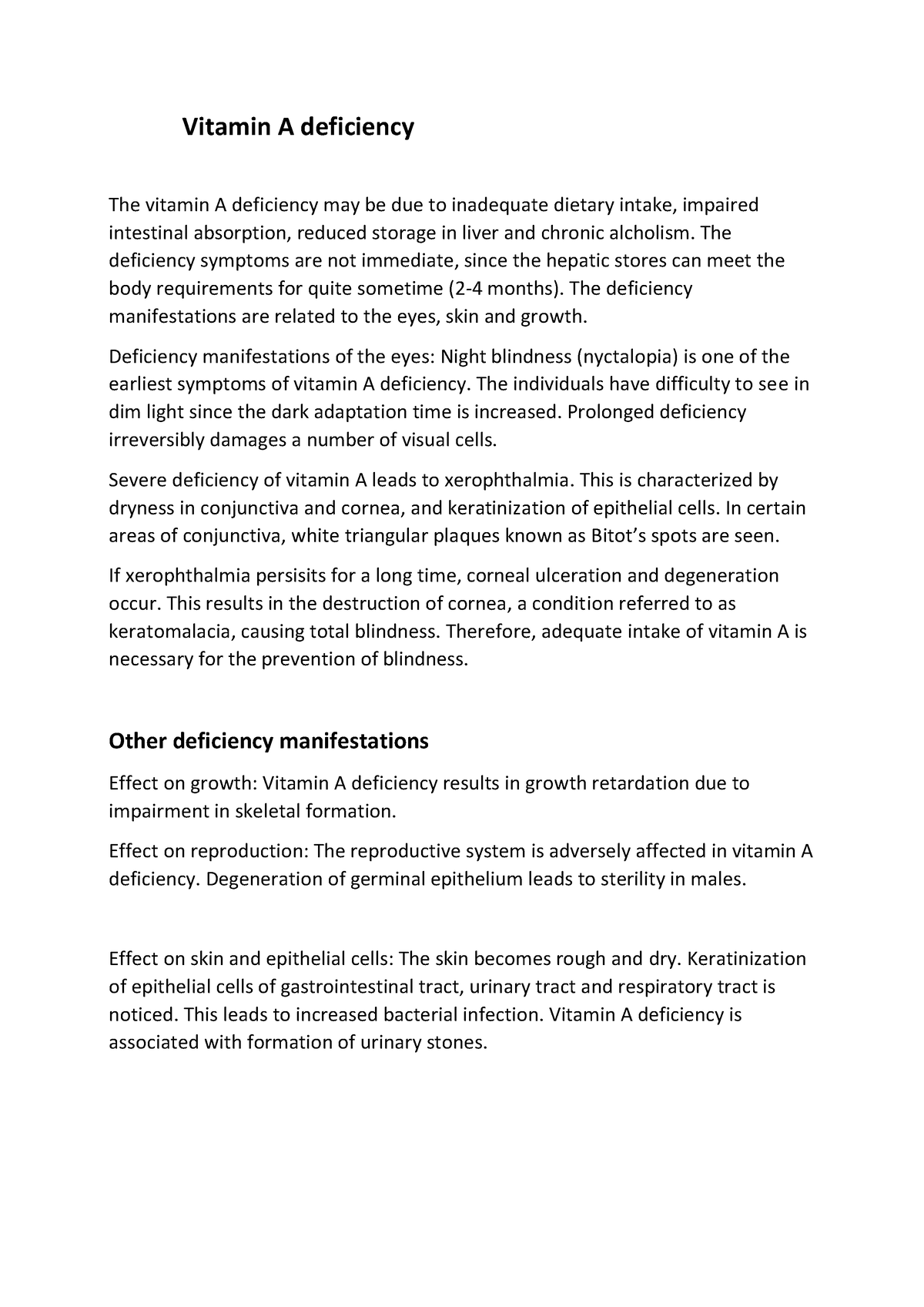 case study of vitamin a deficiency