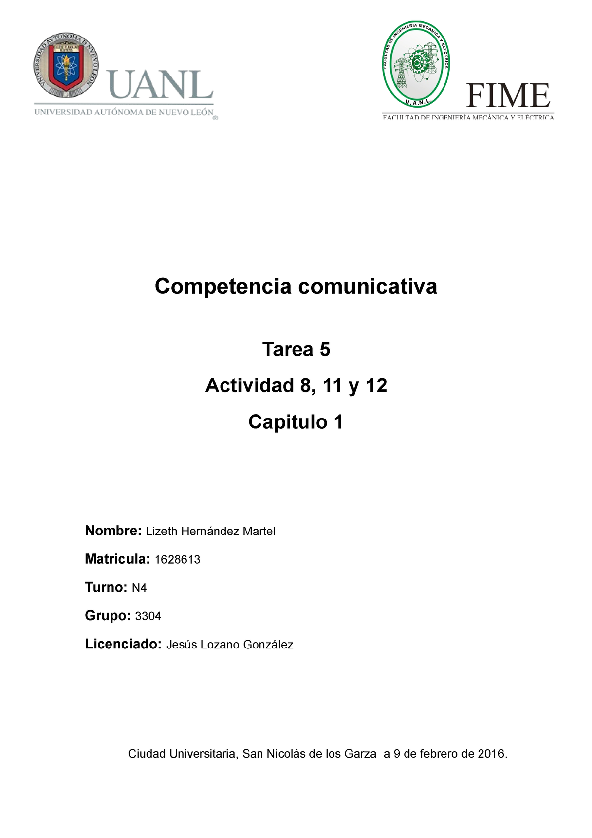 Competencia Comunicativa Tarea 5 Activid - Competencia Comunicativa ...