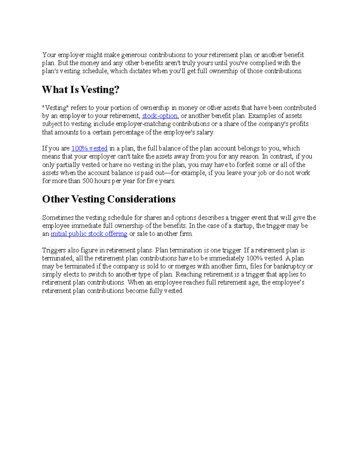 Other Vesting Considerations Milestone-Based Vesting - Your employer ...