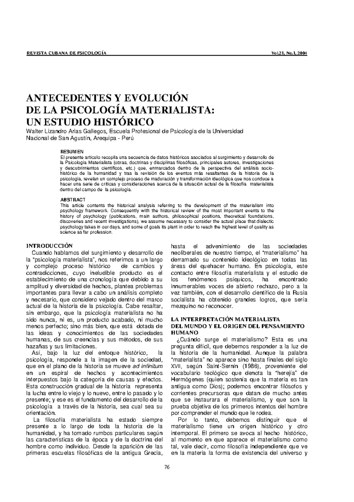 Historia De La Psicología Materialista Revista Cubana De PsicologÍa