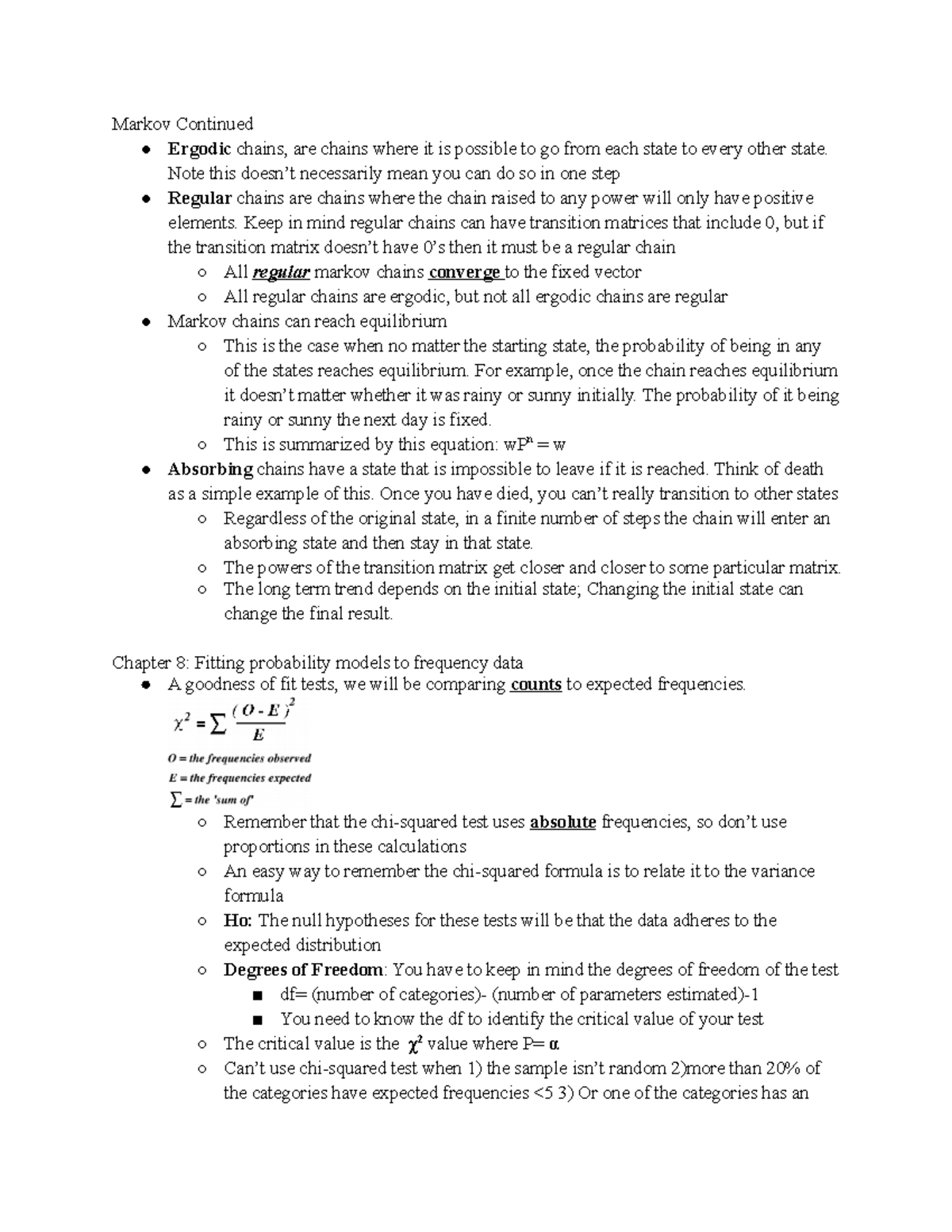 Week 8 Lecture Notes, Markov and probability models - Markov Continued ...