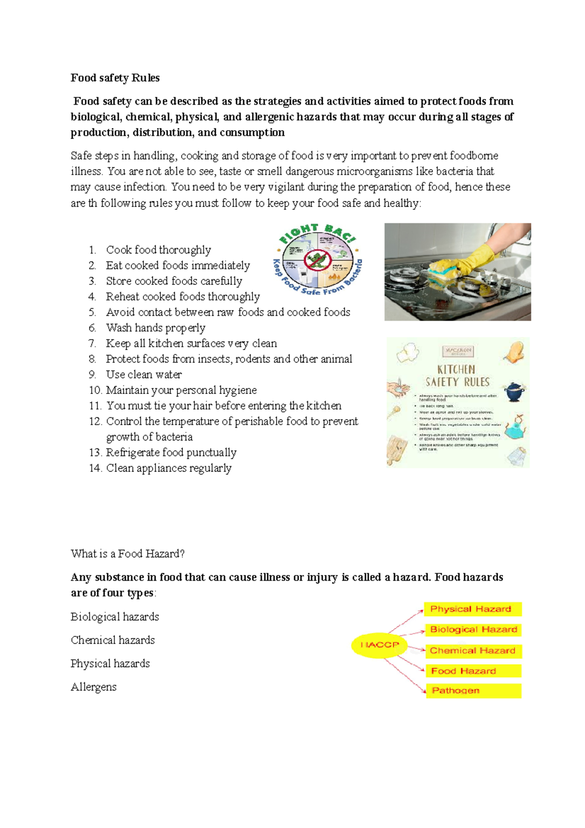 Food safety Rules Food safety Rules Food safety can be described as
