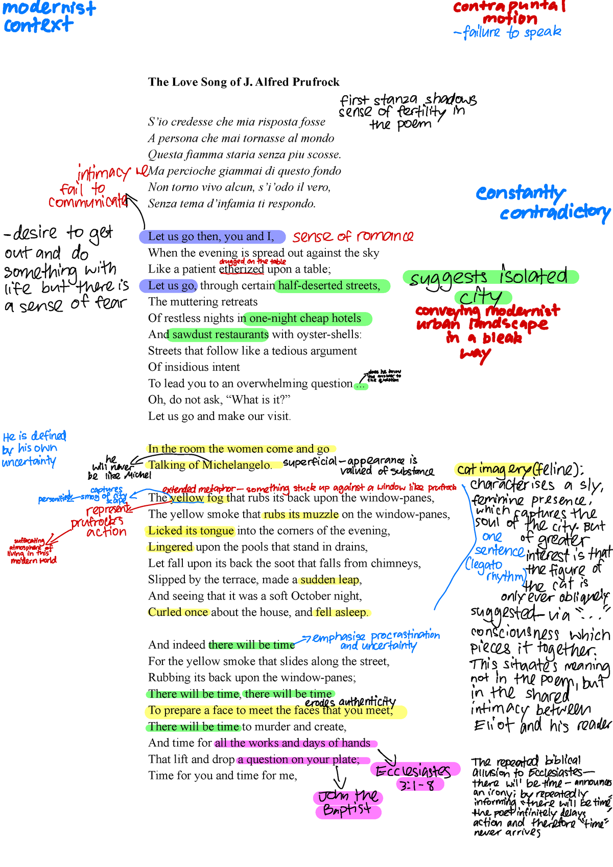 TS Elliot Proofrock Notes - The Love Song of J. Alfred Prufrock S9io ...