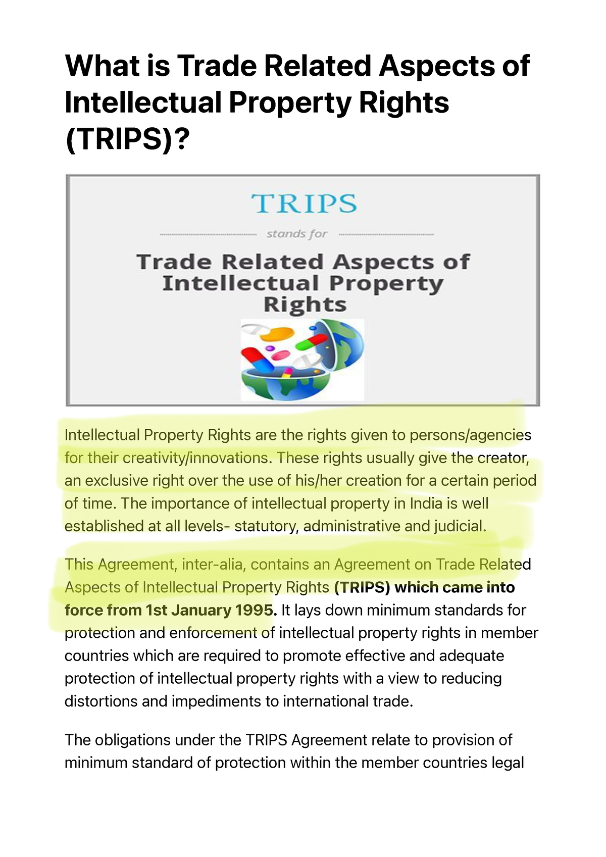 What Is Trade Related Aspects Of Intellectual Property Rights ( Trips ...