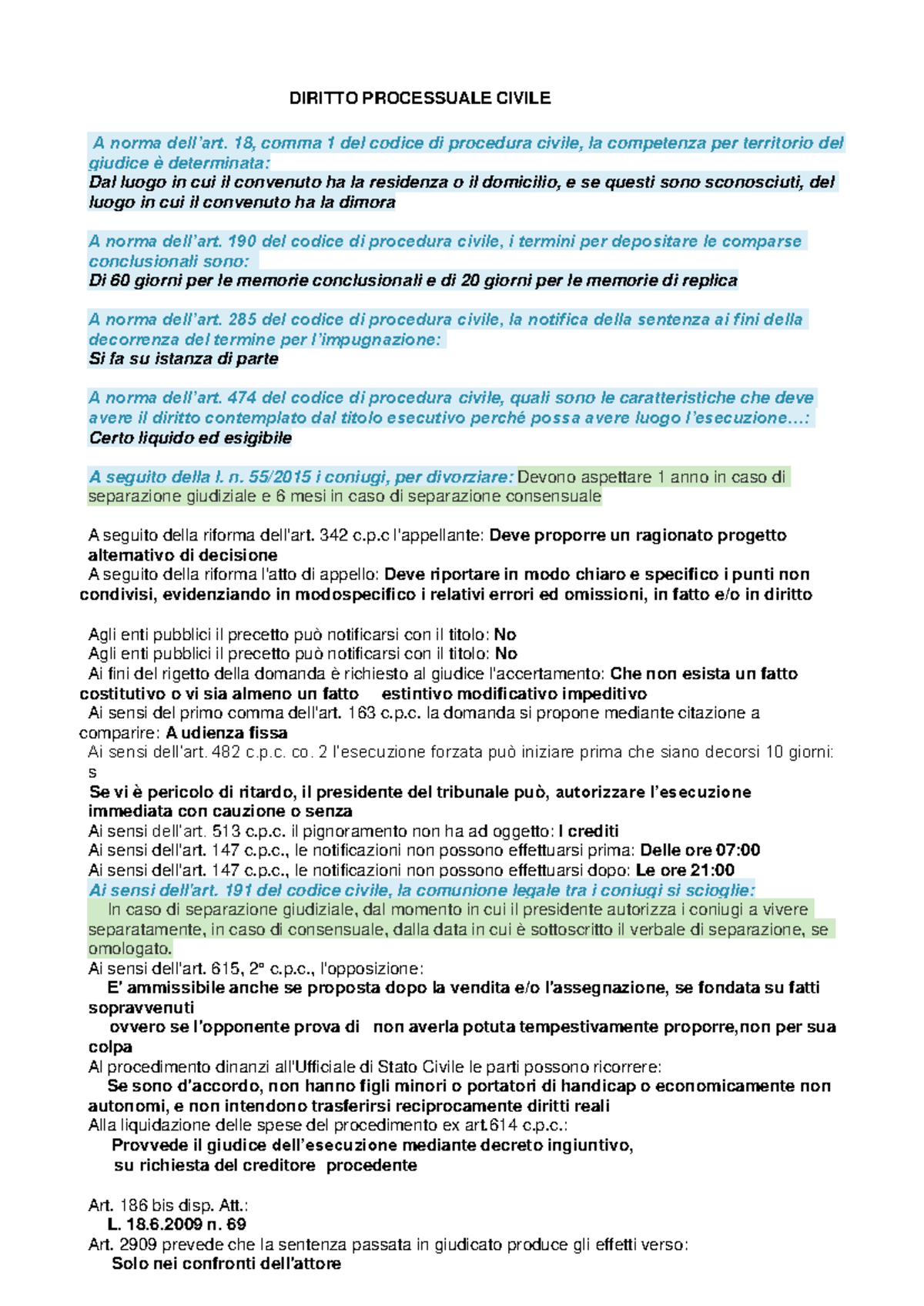 Dir. Process. Civile Alf - DIRITTO PROCESSUALE CIVILE A Norma Dell’art ...