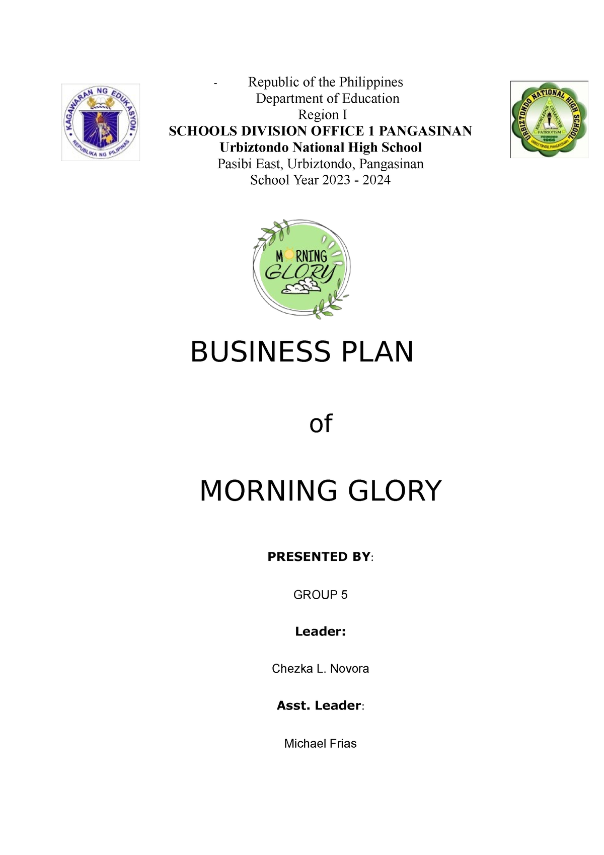 sample business plan for senior high school students philippines