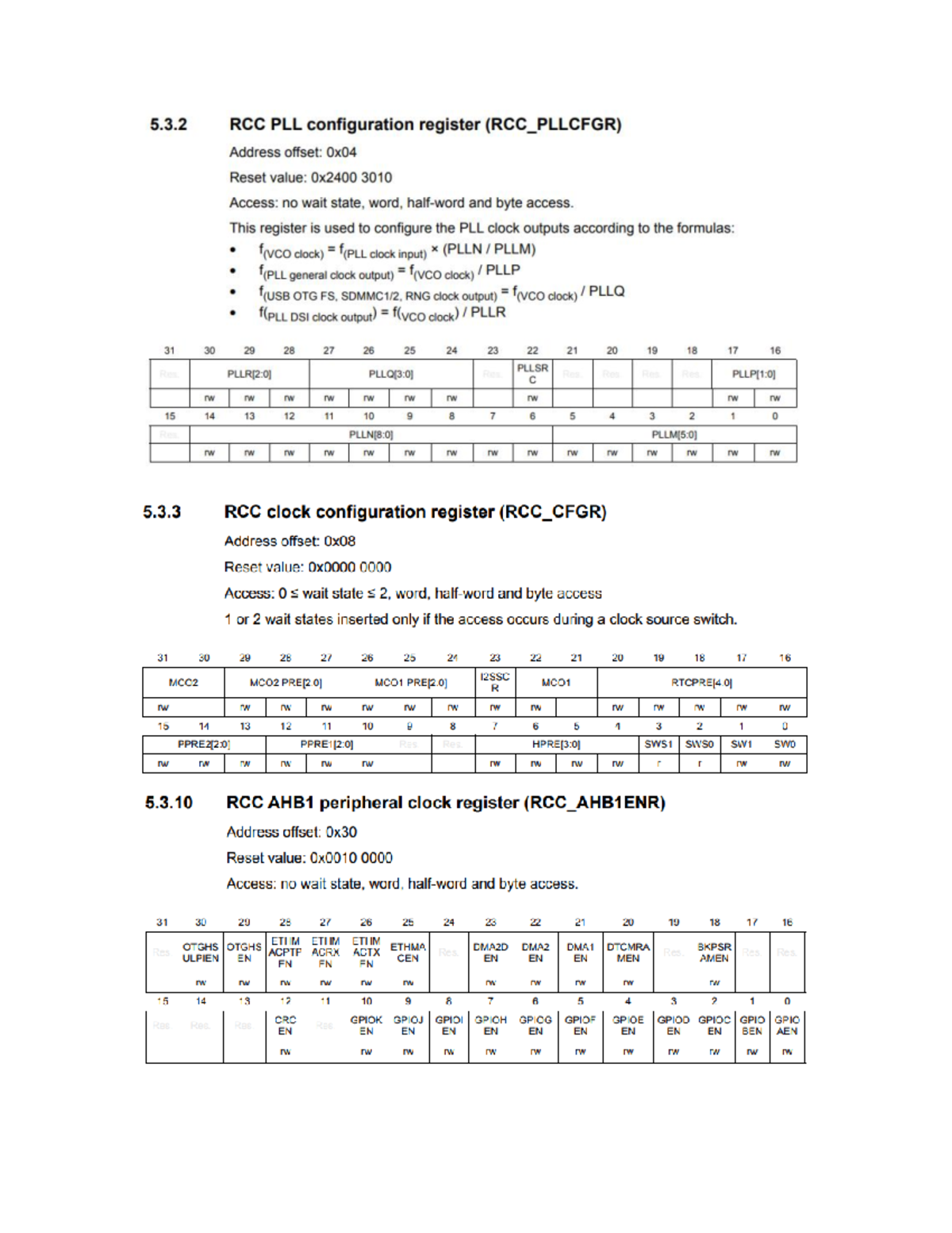 Registros Parcial - Distintos datasheets y ejemplo para stm32 - 5.3 RCC ...