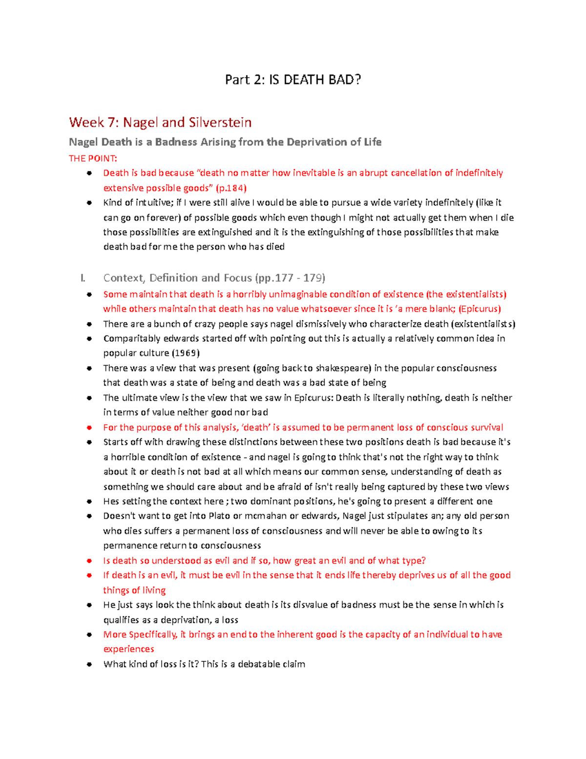 PHIL-2073G Death Part 2 (week 7-9) - Part 2: IS DEATH BAD? Week 7 ...