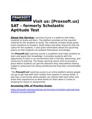 Get Scholastic Aptitude Test (SAT ) Exam Learning Course – proxsoft