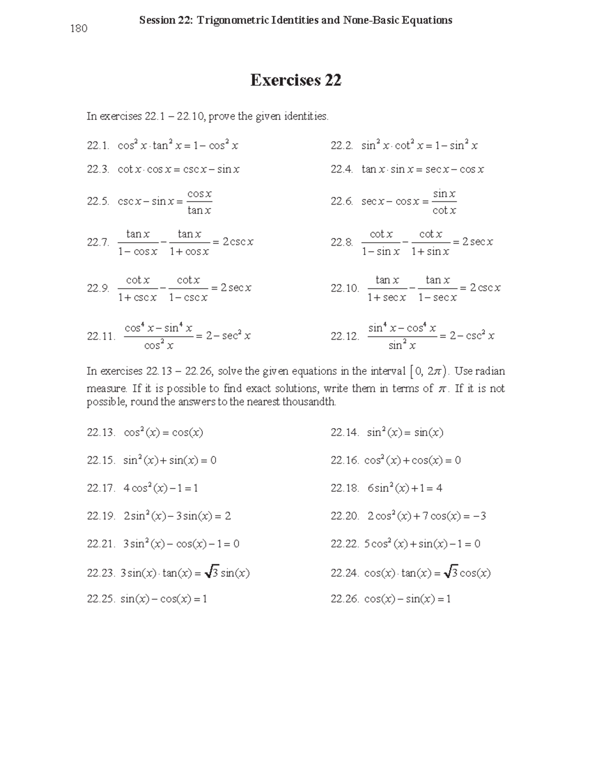 3 Trig Identities Homework Session 22 Trigonometric Identities and