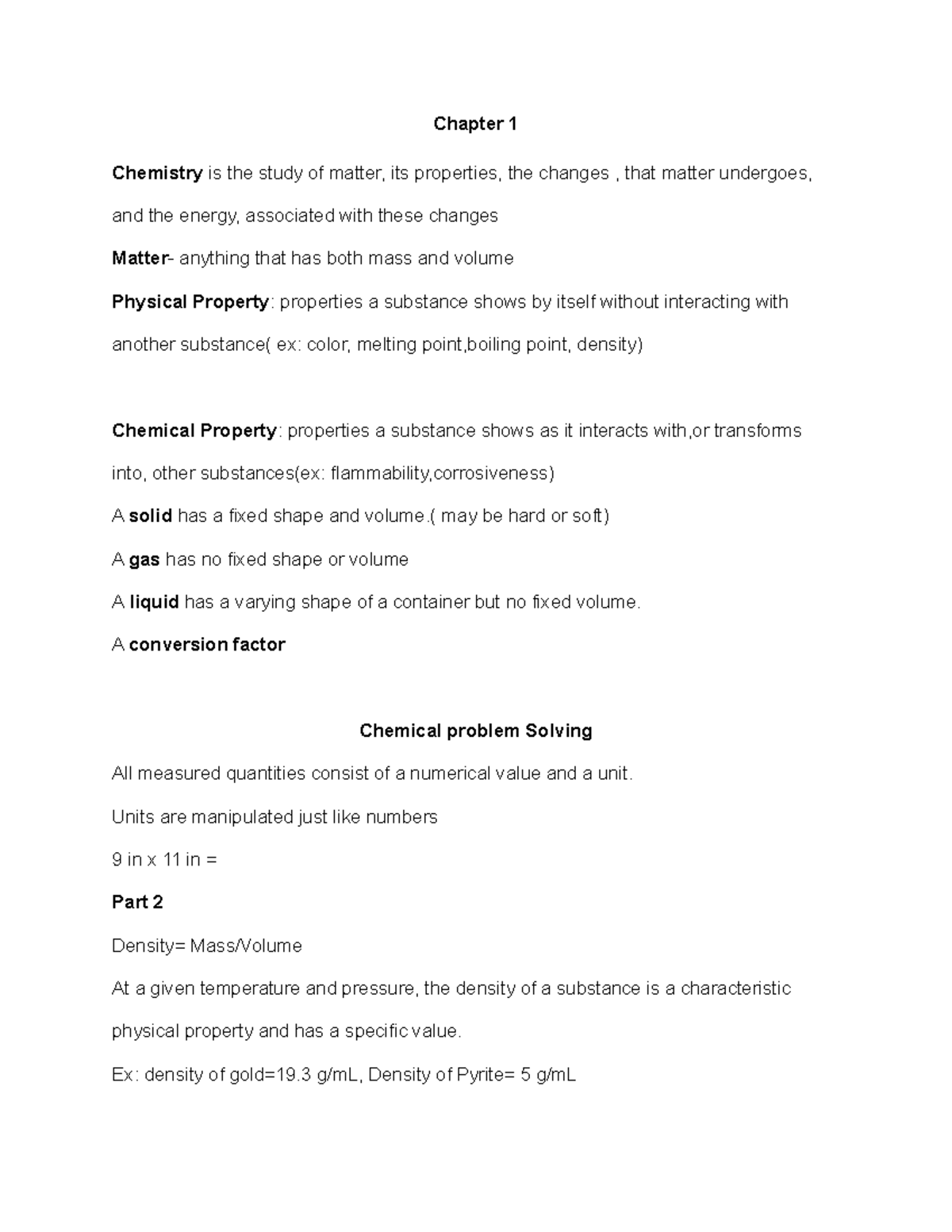 Intro to general chem - Chapter 1 Chemistry is the study of matter, its ...