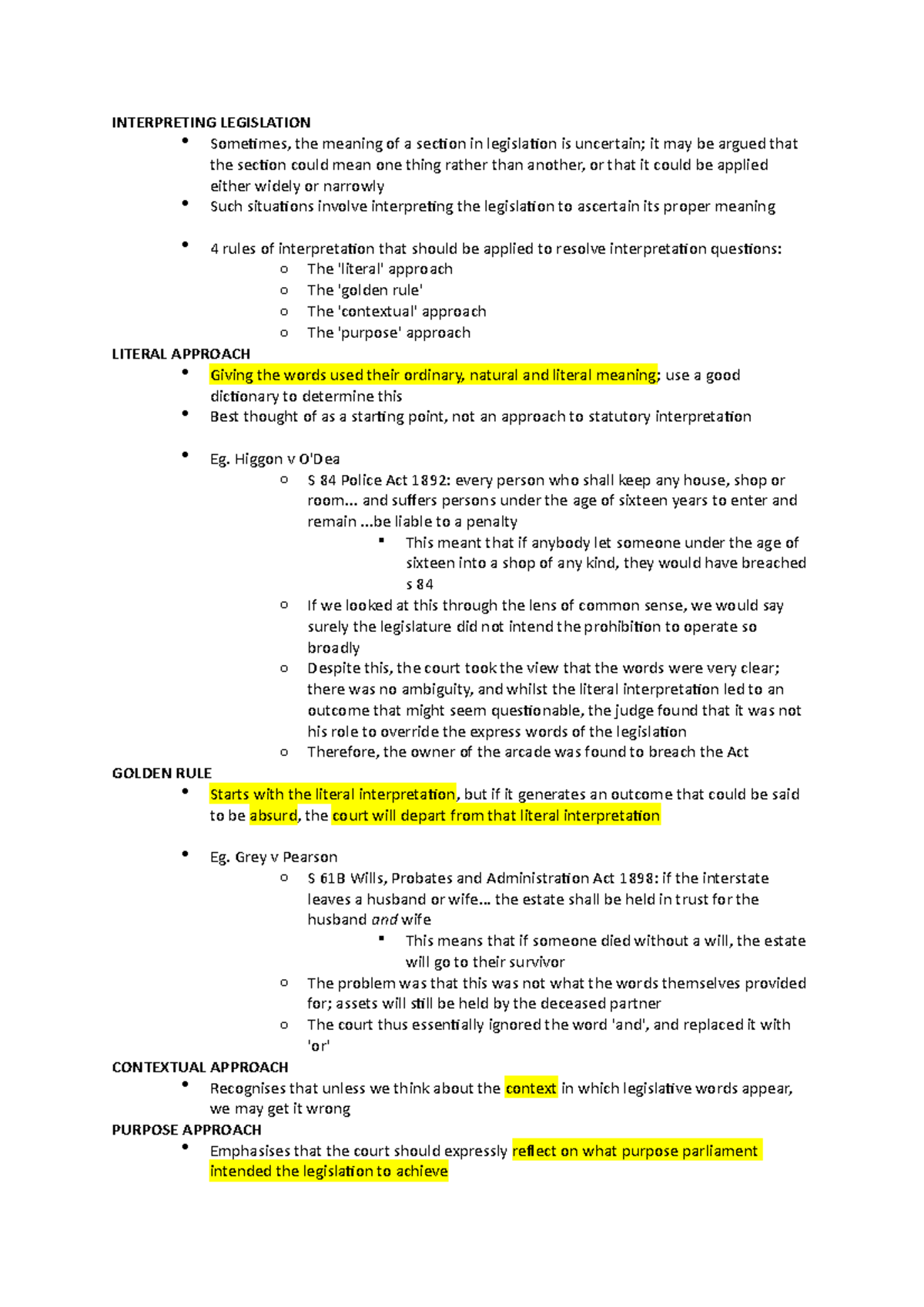 Statutory Interpretation - INTERPRETING LEGISLATION Sometimes, the ...