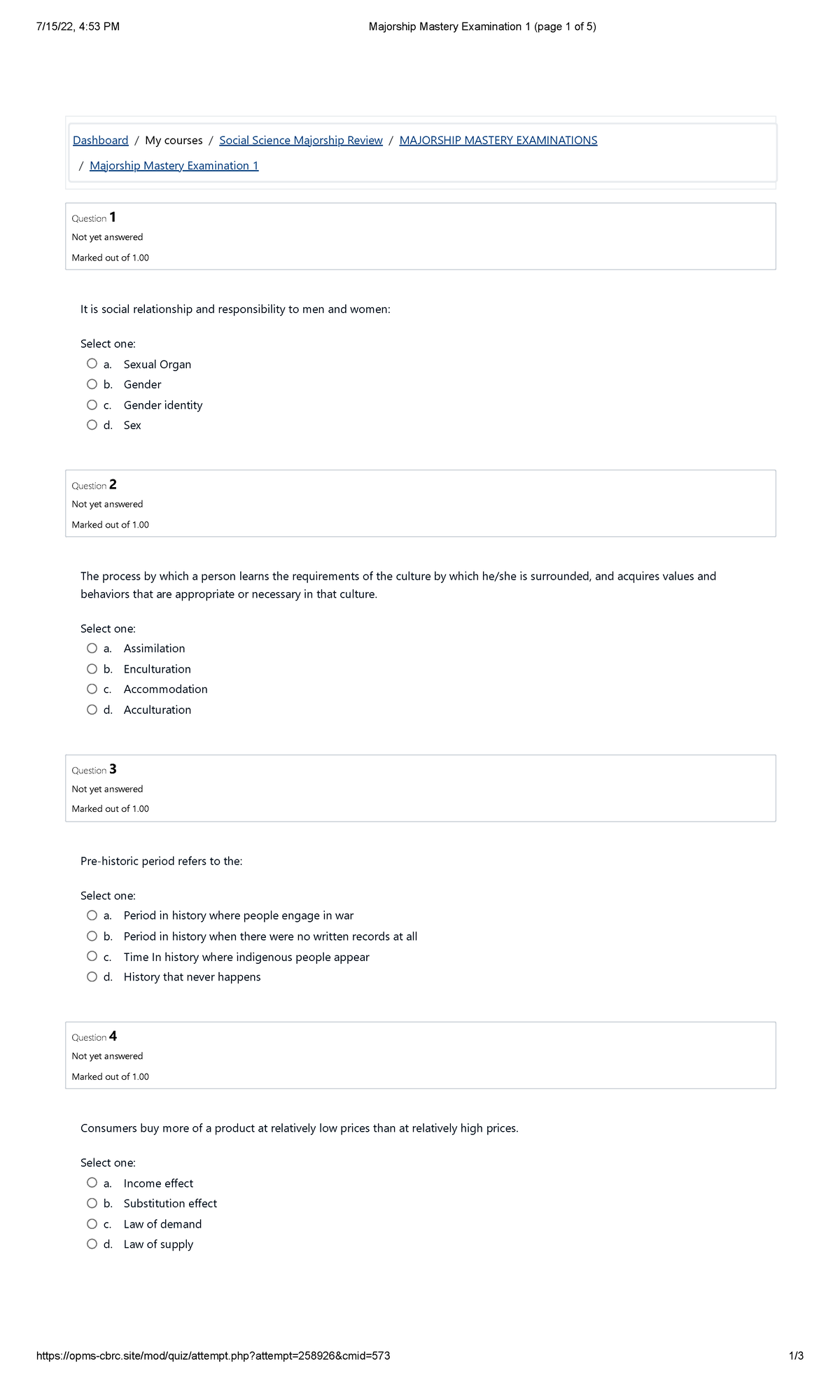 Let Review Materials - 7/15/22, 4:53 PM Majorship Mastery Examination 1 ...
