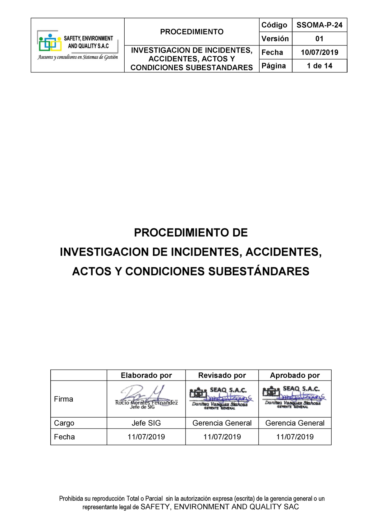 Procedimiento DE Investigacion DE Incidentes Y Accidentes En El Trabajo ...