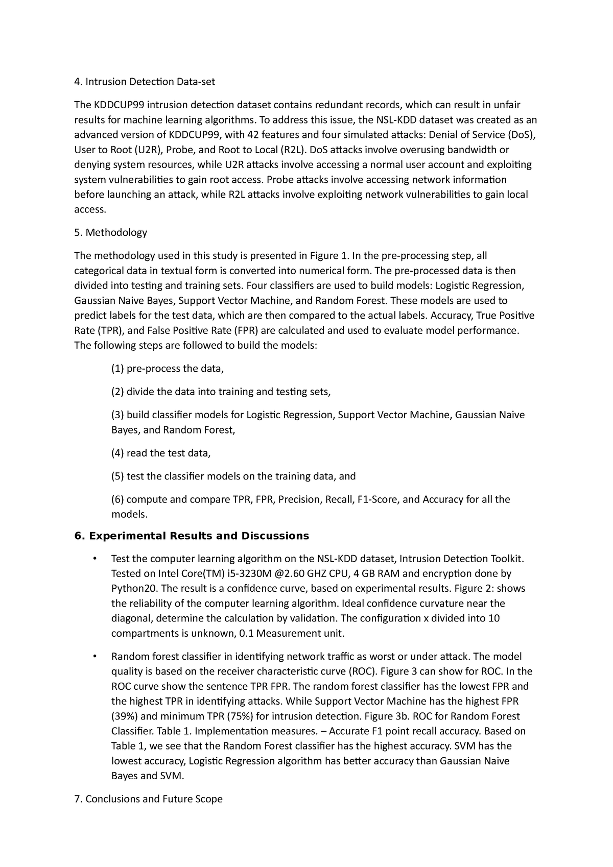 Summary Technical - note - Intrusion Detection Data-set The KDDCUP99 ...