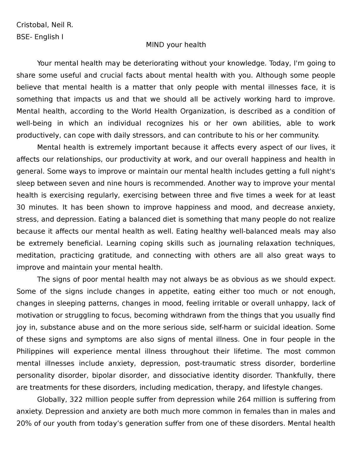 persuasive speech about mental health pdf