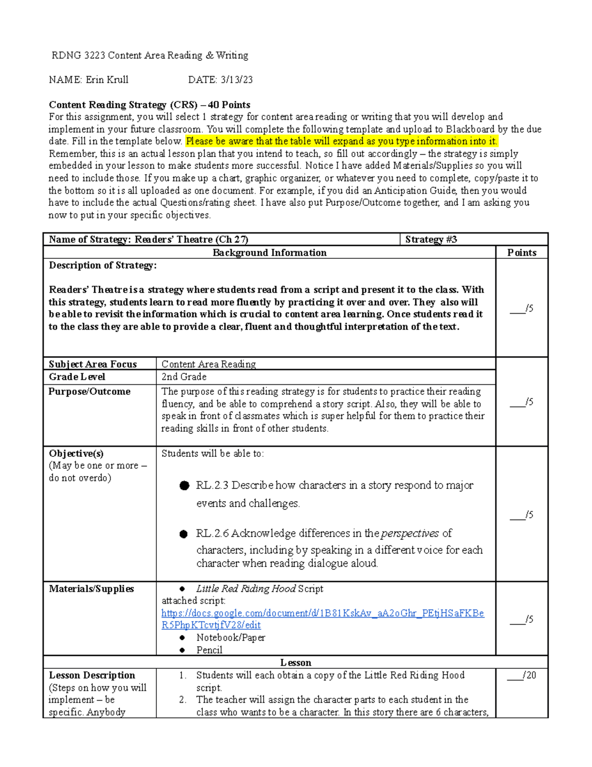 CRS 3 - assignment - RDNG 3223 - ASU - Studocu