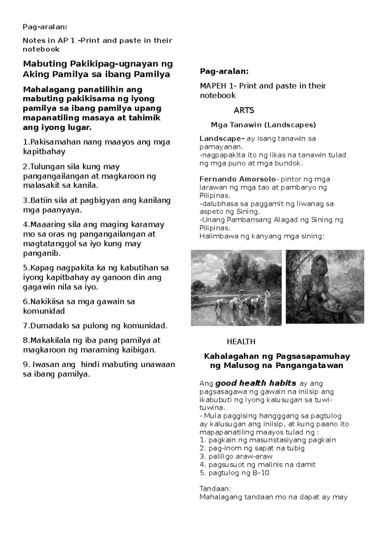 Notes in AP 1 Week 8 - Pag-aralan: Notes in AP 1 -Print and paste in ...
