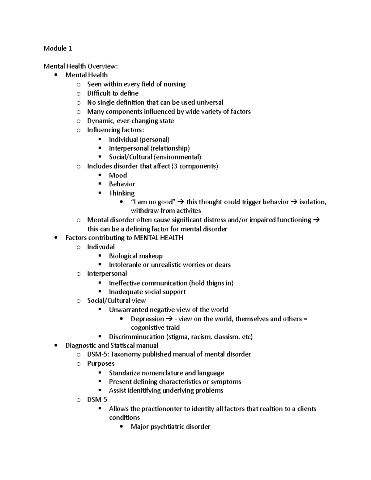 Psychiatric Nursing Basics - Module 1 Mental Health Overview: Mental ...