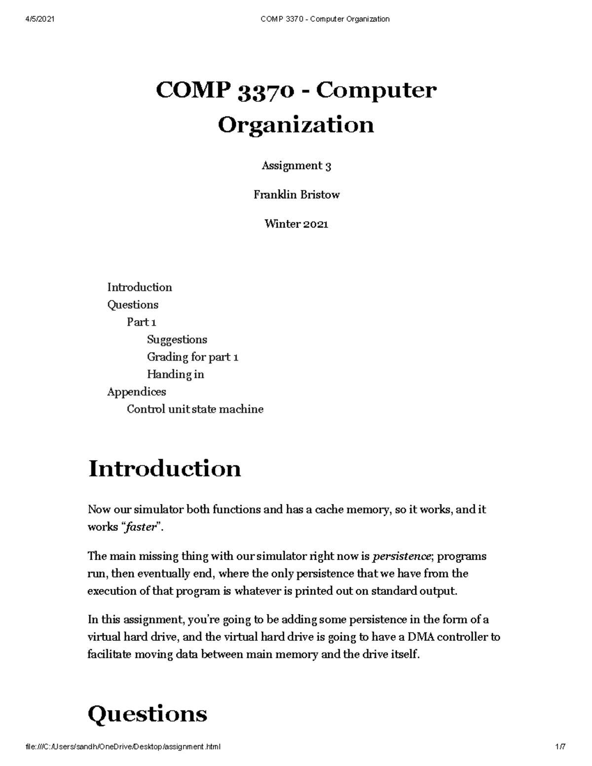 computer organization assignment