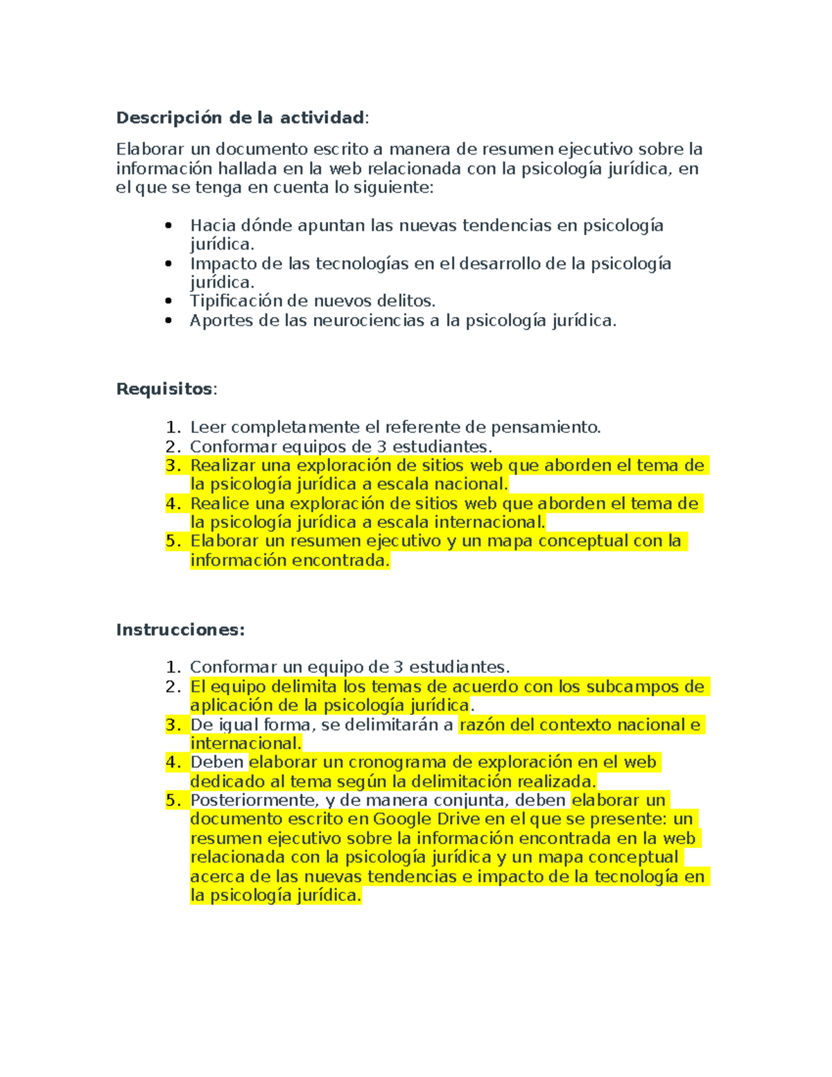 Descripción de la actividad - Descripción de la actividad: Elaborar un ...