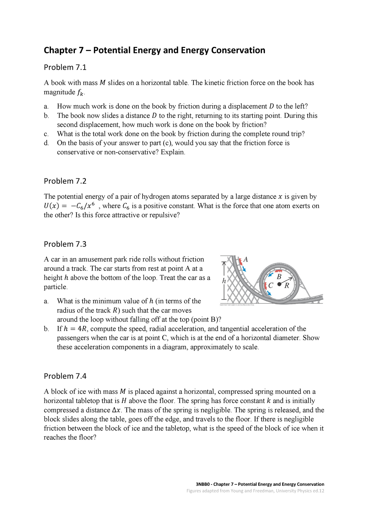 3NBB0+-+Problems+Chapter+7 - Chapter 7 Potential Energy And Energy ...